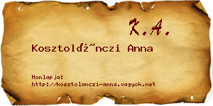 Kosztolánczi Anna névjegykártya