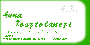 anna kosztolanczi business card